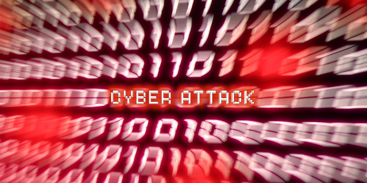 Cyber Attack Computer binary number stream blurred. Concept for hacker cyber attack danger