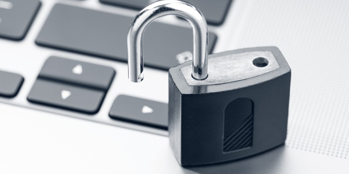 Open padlock on modern laptop
