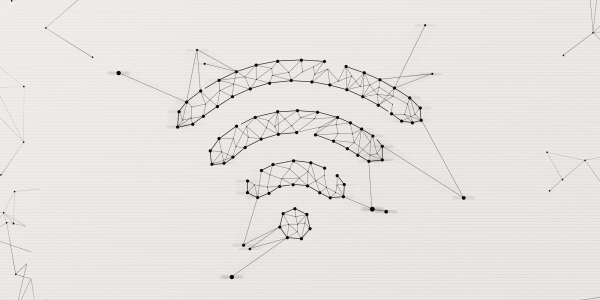 Wifi symbol made in low polygonal style over light background